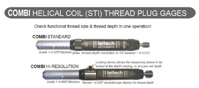 Leitech - "COMBI" STI (HELICOIL) Thread Depth/Plug Gages