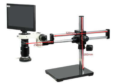 VIDEO ZOOM MICROSCOPE 1-6X LENS, DUAL ARM STAND 