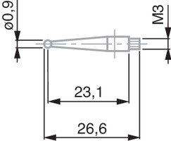 Tesa -  0.9mm Ø  Ball Tip Probe - Steel - 00760180