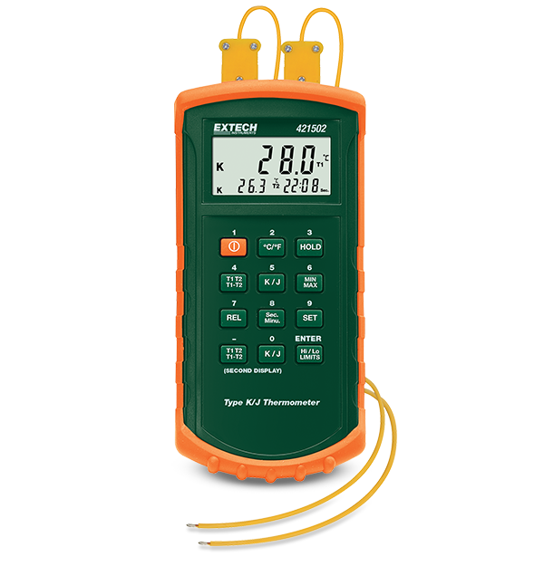 EXTECH - Dual Input Thermometer w/ Alarm - Type J/K - 421502