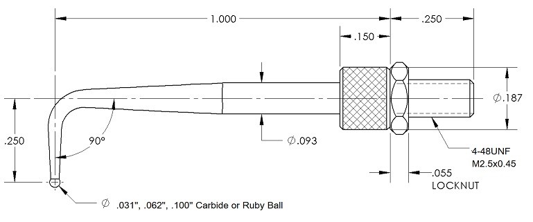 Indicator Contact Point - Right Angle Hook Ball End