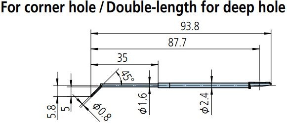 Mitutoyo -Corner Hole Styli - Double Length Deep Hole 