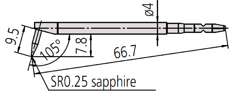 Mitutoyo - 12AAL023 Deep Groove Styli - 0.25mm Radius 