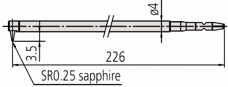 Mitutoyo - 12AAL042 3x Long Type Deep Groove Styli -  0.25mm Radius 