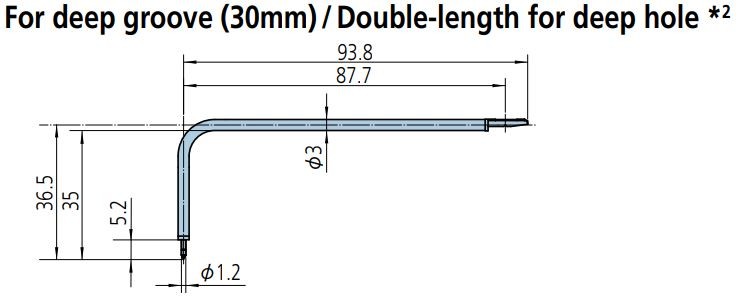 Mitutoyo - Deep Groove Styli - Double Length for Deep Holes (30mm)