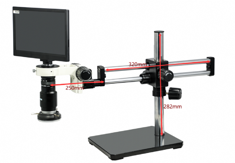 VIDEO ZOOM MICROSCOPE 1-6X LENS, DUAL ARM STAND 