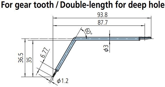 Mitutoyo - Gear Tooth Styli - Double Length (93.8mm) / Deep Hole (30mm)