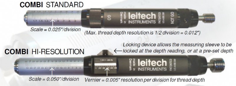 Leitech - "Combi" Thread Depth Gage HANDLES Only - (Metric)