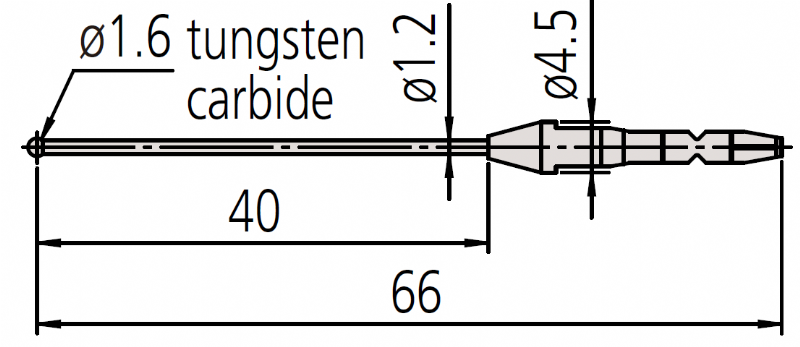 Mitutoyo - 12AAL028 Small Hole Styli - Ø1.6mm Tip Dia. 
