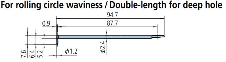 Mitutoyo - 12AAE886 Rolling Circle Waviness Styli - Double Length / Deep Hole 