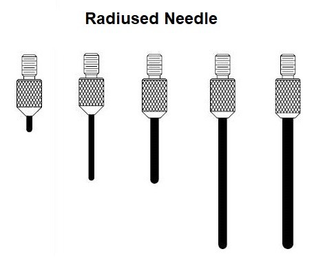 Dial Indicator Contact Points - Needle Type - w/ Radius Tip - (Carbide) 