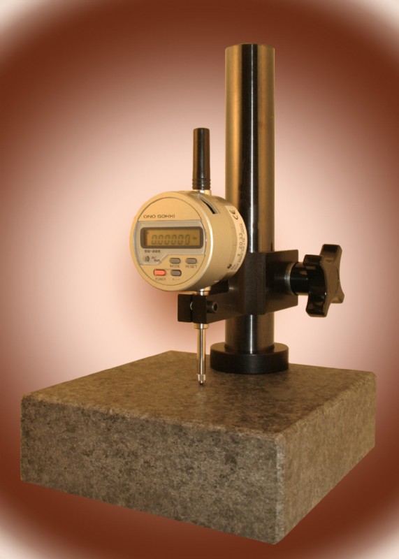 ONO SOKKI- 8" x 12" x 2" Gage Stand - w/Granite Base - 12" Post - 1.75" or 5" Throat Depth, 3/8” Stem Mount Arm - S-2100 