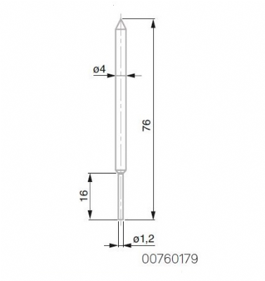 Tesa - Cylindrical Rod Probe  - 76mm L - Steel - 00760179