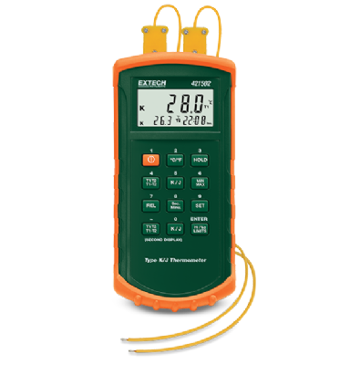 EXTECH - Dual Input Thermometer w/ Alarm - Type J/K - 421502