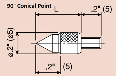 Mitutoyo - Conical Contact Point - 4-48UNF & M2.5 Threads