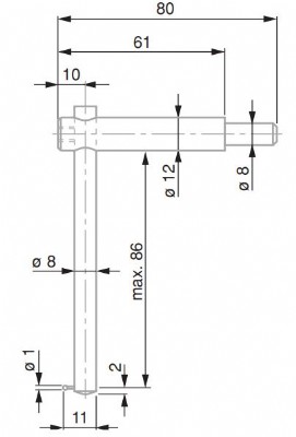 Tesa - Ø1mm Ball Tip Probe - w/ adjustable Shank for Depth Measurement - Steel- 0071684818