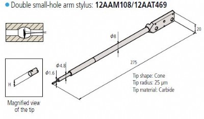 Mitutoyo - Double-Sided Small Hole Arm Styli