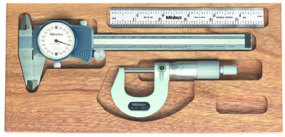 Mitutoyo - Tool Kit - 0-6" Dial Caliper & 0-1" Micrometer & Ruler- 64PKA080B